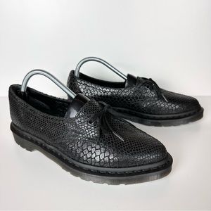 RARE Dr. Martens Snake Siano 1-Eye Leather Oxford in Black Hi Shine 10